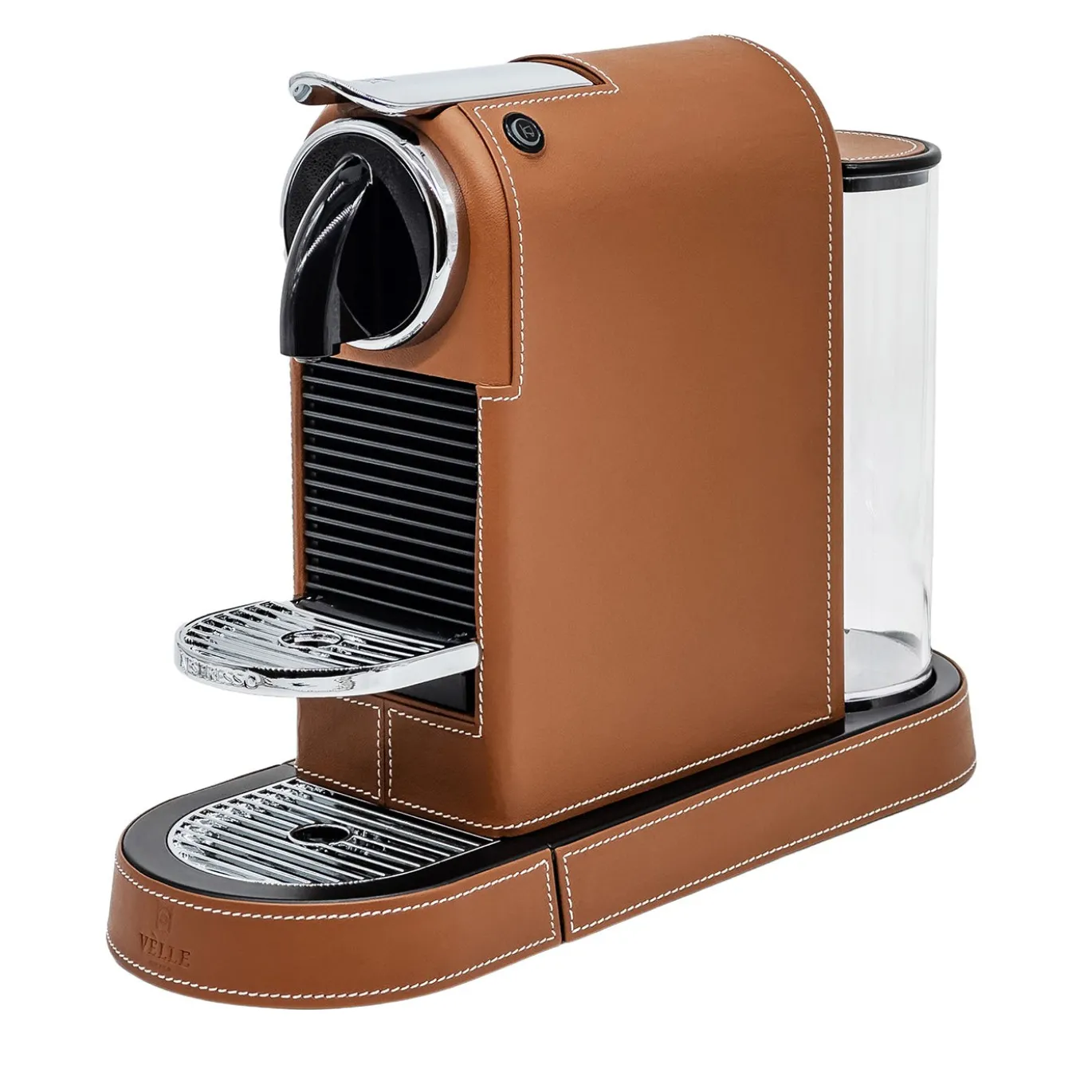 Macchina da caffè Nespresso Citiz rivestita in pelle marrone