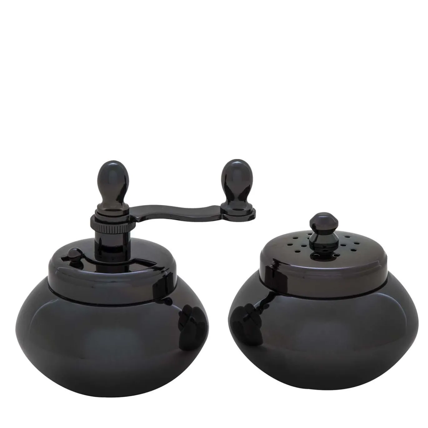 Macinapepe e saliera in ottone nichelato nero