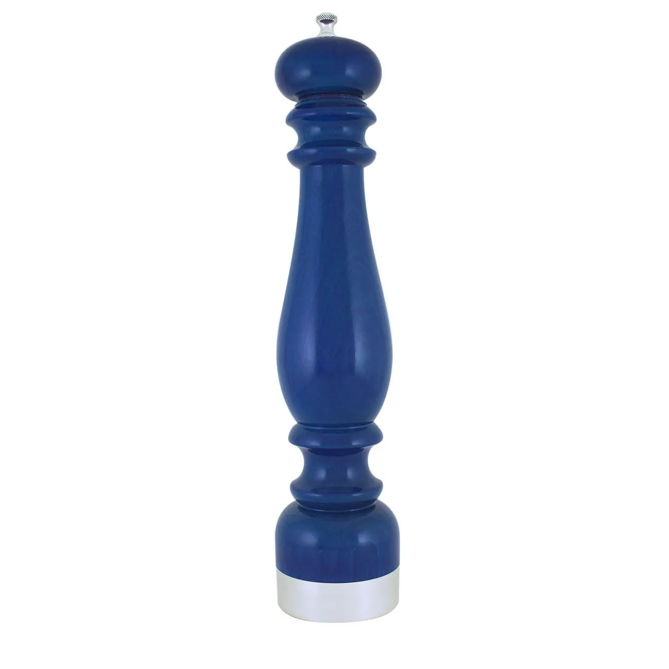 Macinapepe in legno blu e ottone argentato