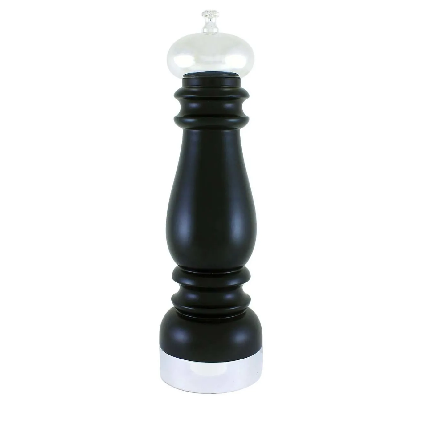 Macinapepe in legno nero e ottone argentato