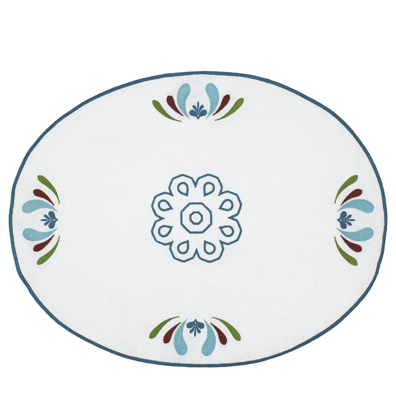 Maiolica Set di 2 tovagliette ovali ricamate policrome