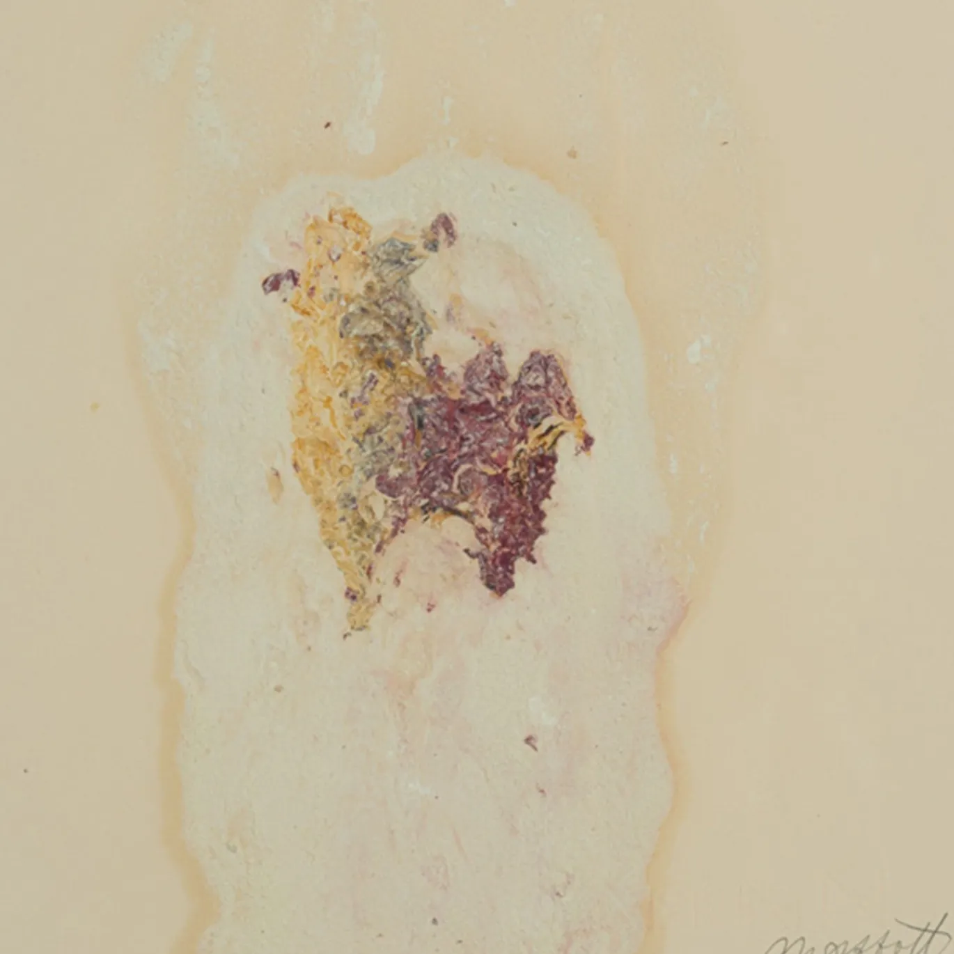 Marble and Flowers (Flesh, Venus, a Heart) Pittura Astratta su Carta Beige