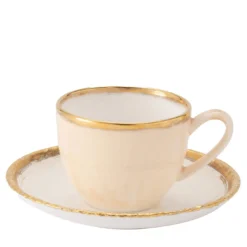 Michelangelo Bianco Set di due tazze da caffè e piattino