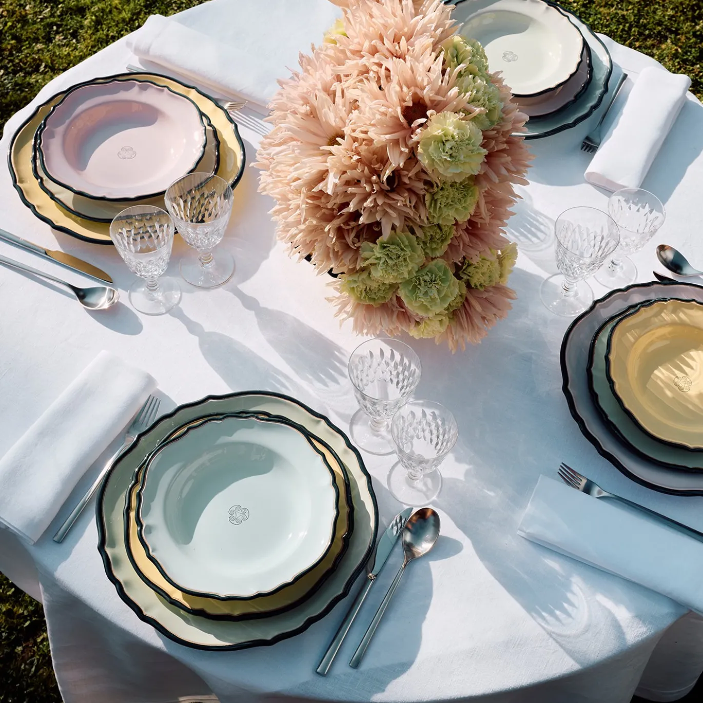 Monogram Set da pranzo in ceramica celeste