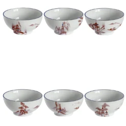 Natsumi Set di 6 Ciotole in porcellana con scene giapponesi