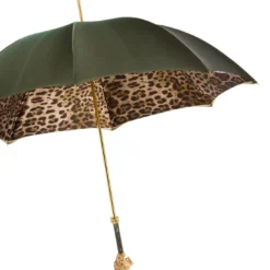 Ombrello con manico a forma di leone leopardato