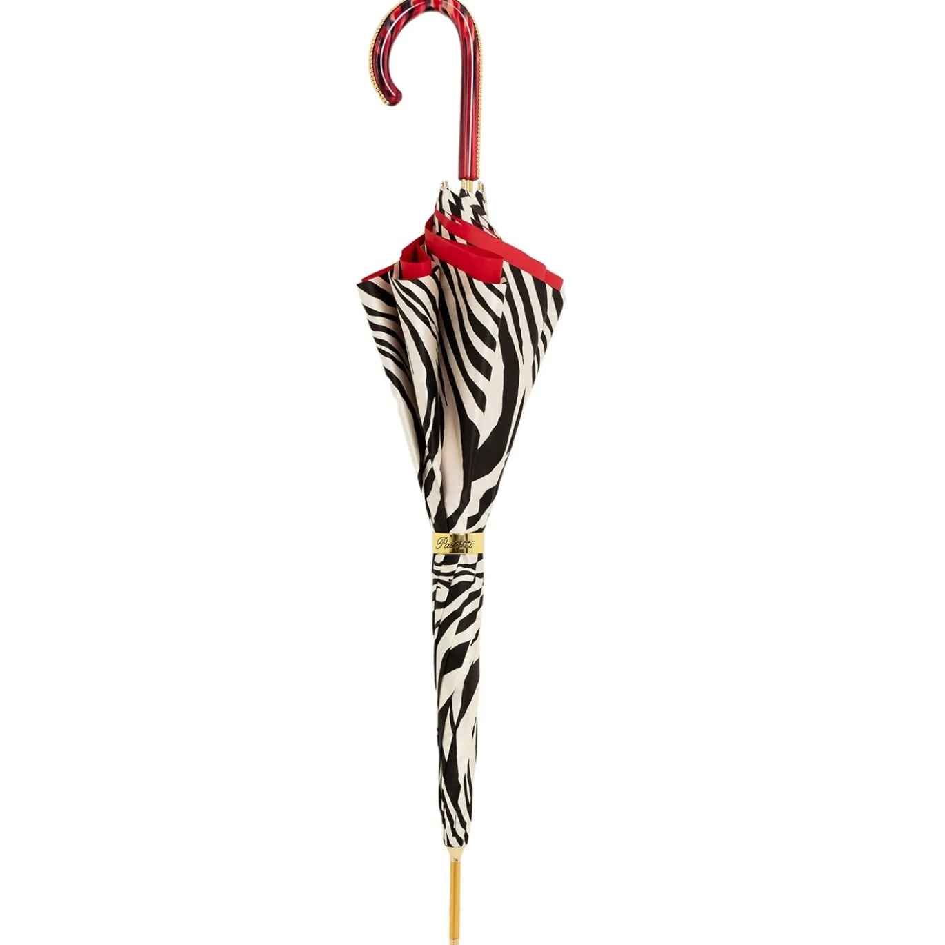 Ombrello con manico in acetato Zebra rossa