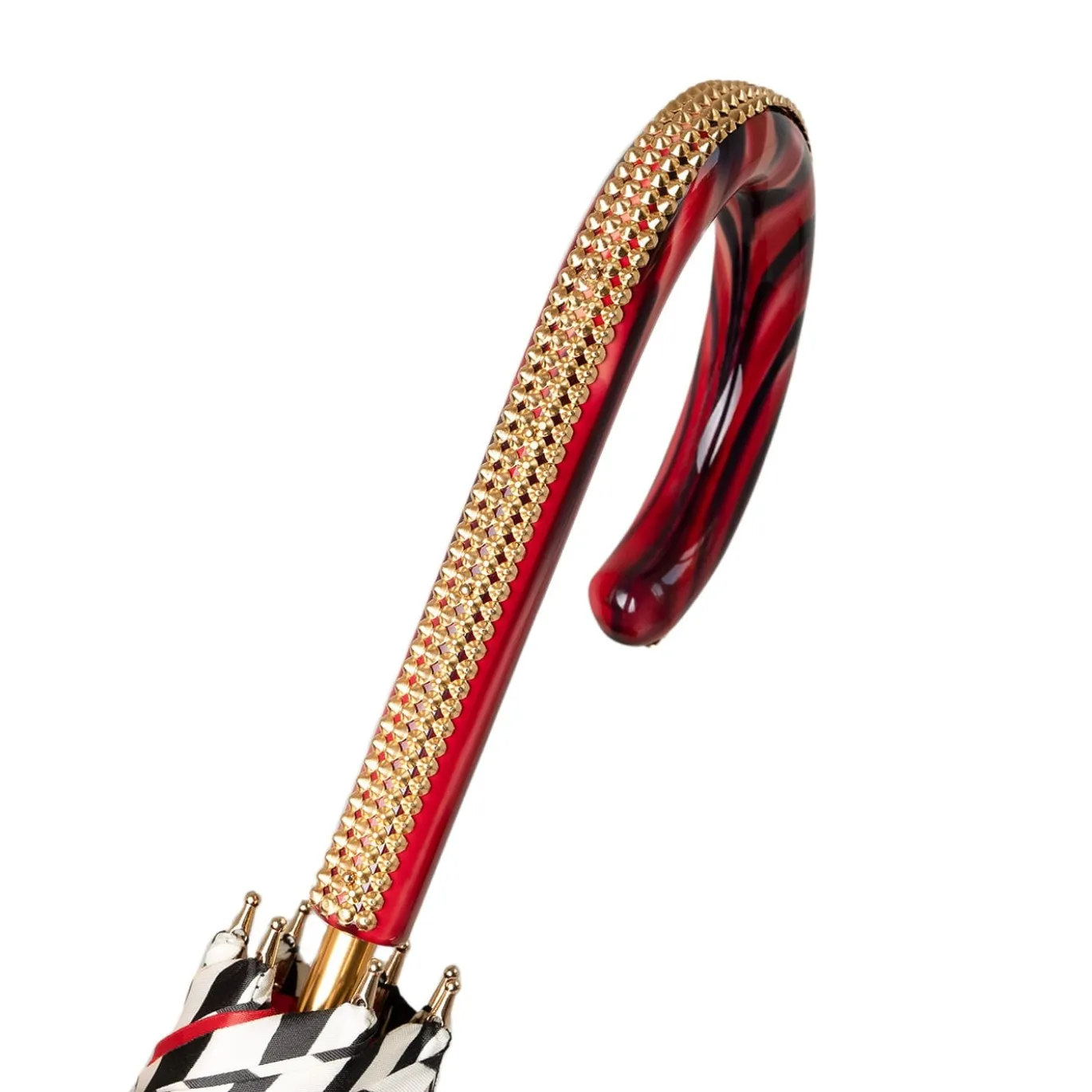 Ombrello con manico in acetato Zebra rossa