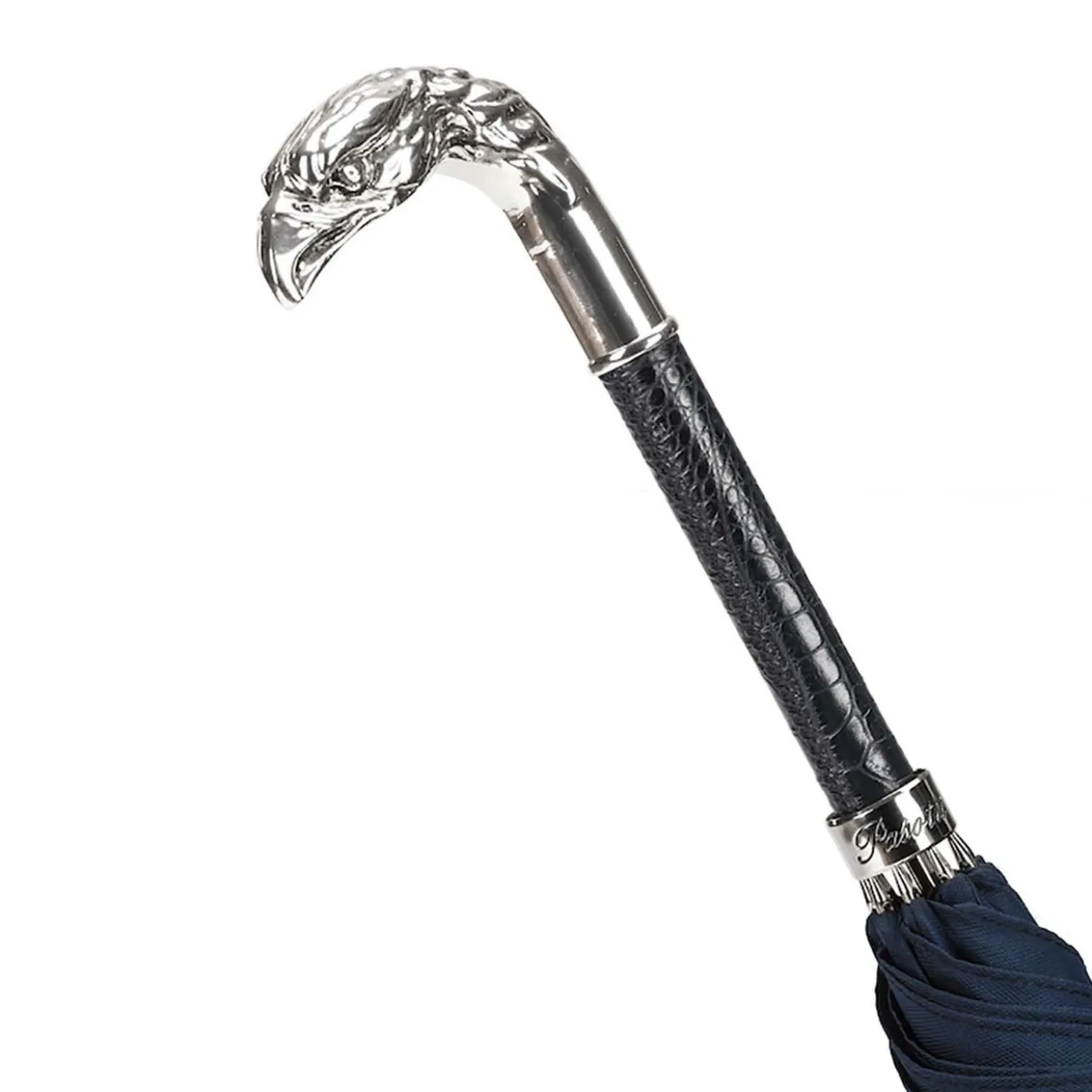 Ombrello Navy con manico d'argento a forma di aquila