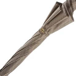 Ombrello Pied de Poule con manico in pelle borchiato