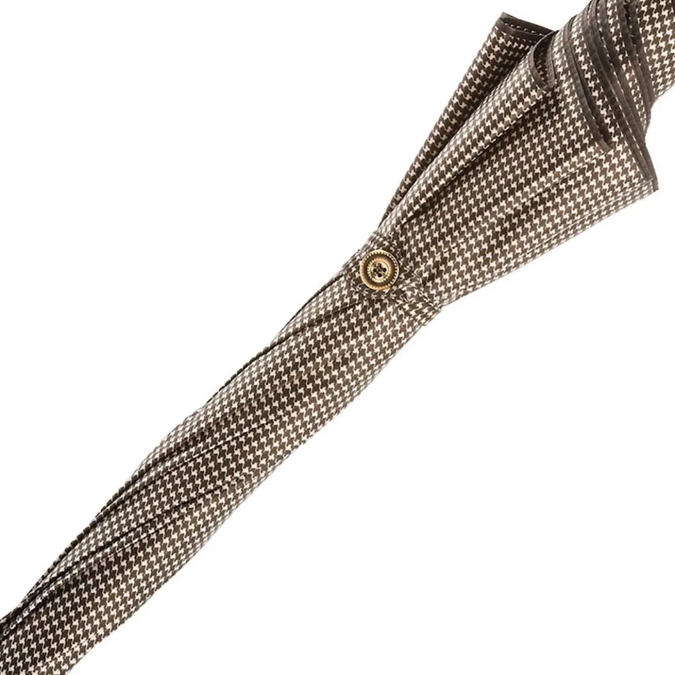 Ombrello Pied de Poule con manico in pelle borchiato