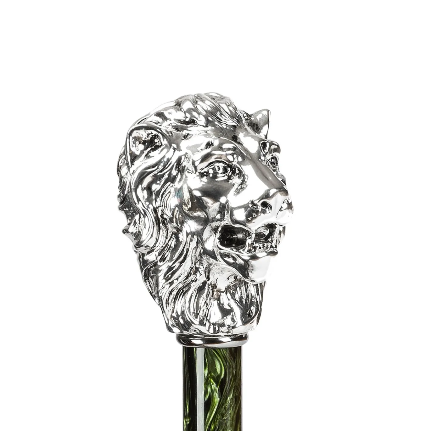 Ombrello Verde con Manico a Leone d'Argento