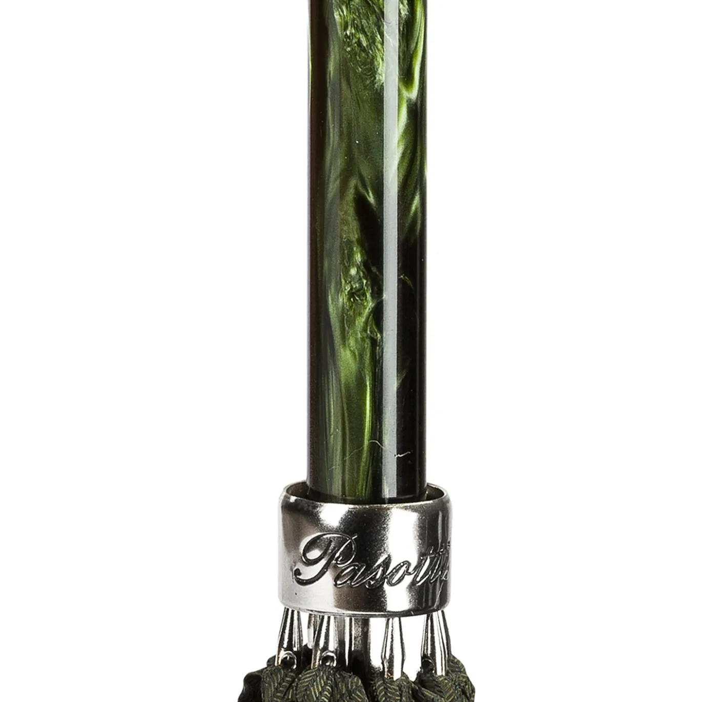 Ombrello Verde con Manico a Leone d'Argento