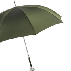 Ombrello Verde con Manico a Leone d'Argento