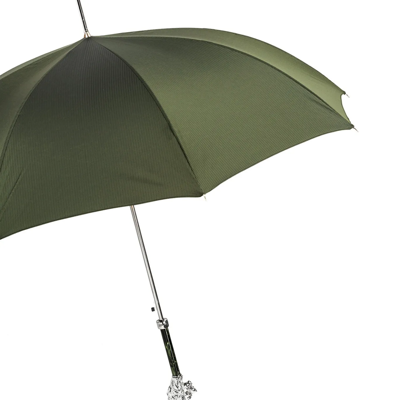Ombrello Verde con Manico a Leone d'Argento