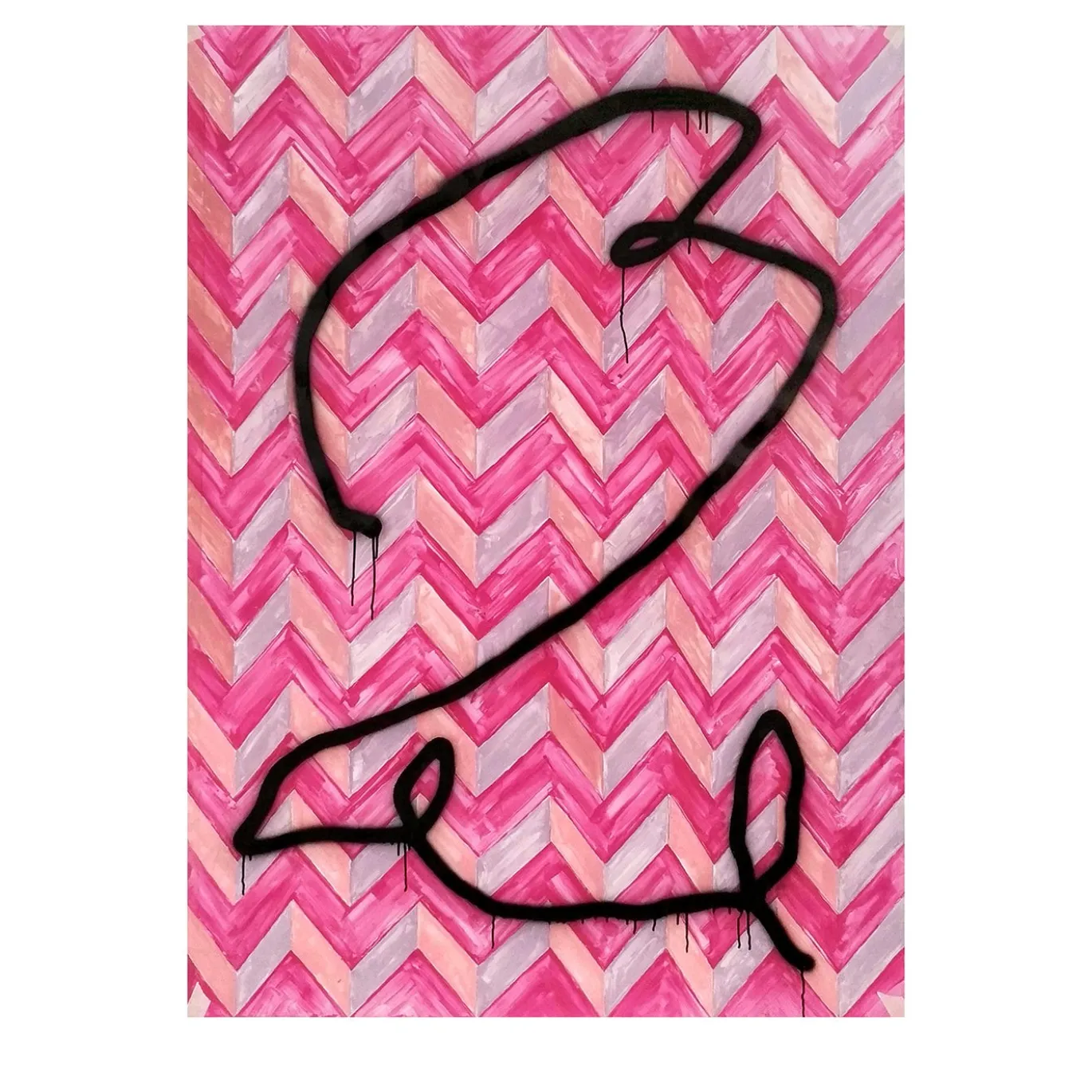 Opera d’arte astratta con motivo chevron rosa