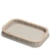 Orsay Mini vassoio rettangolare in pelle e rattan beige