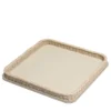 Orsay Vassoio quadrato grande in pelle e rattan beige