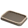 Orsay Vassoio rettangolare piccolo in pelle e rattan marrone
