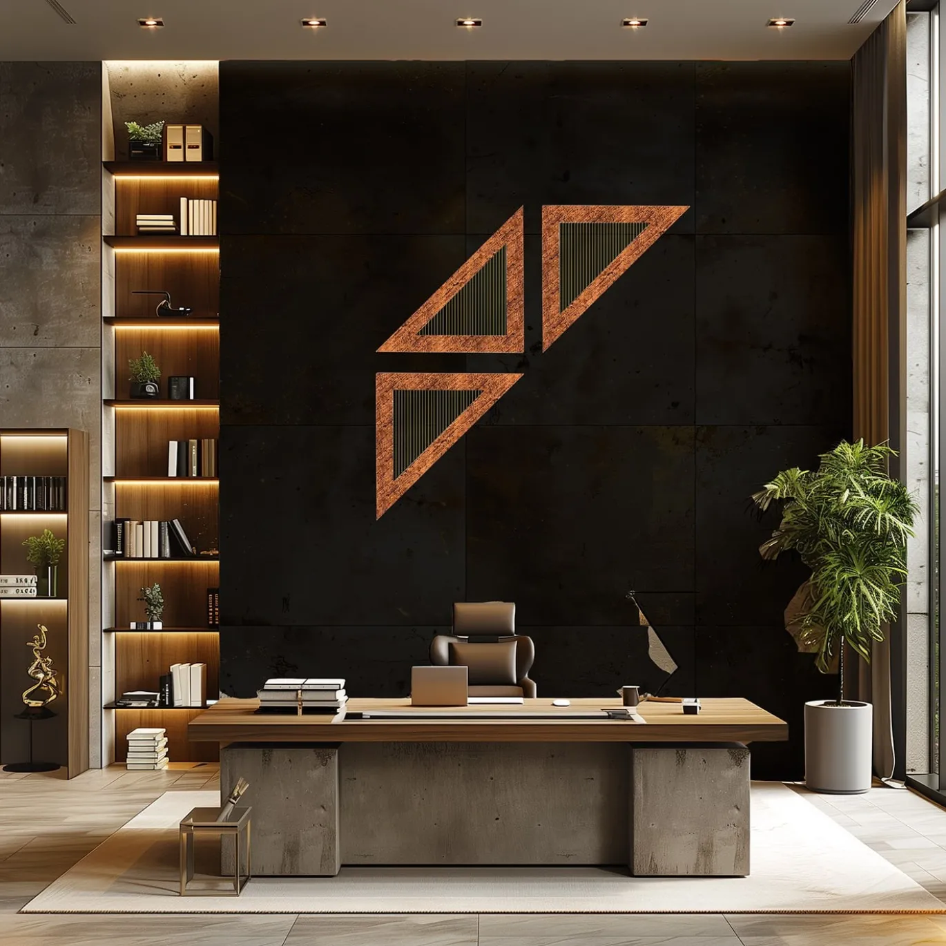 ORU Collection Decorazione murale a triangolo in travertino anticato di lusso