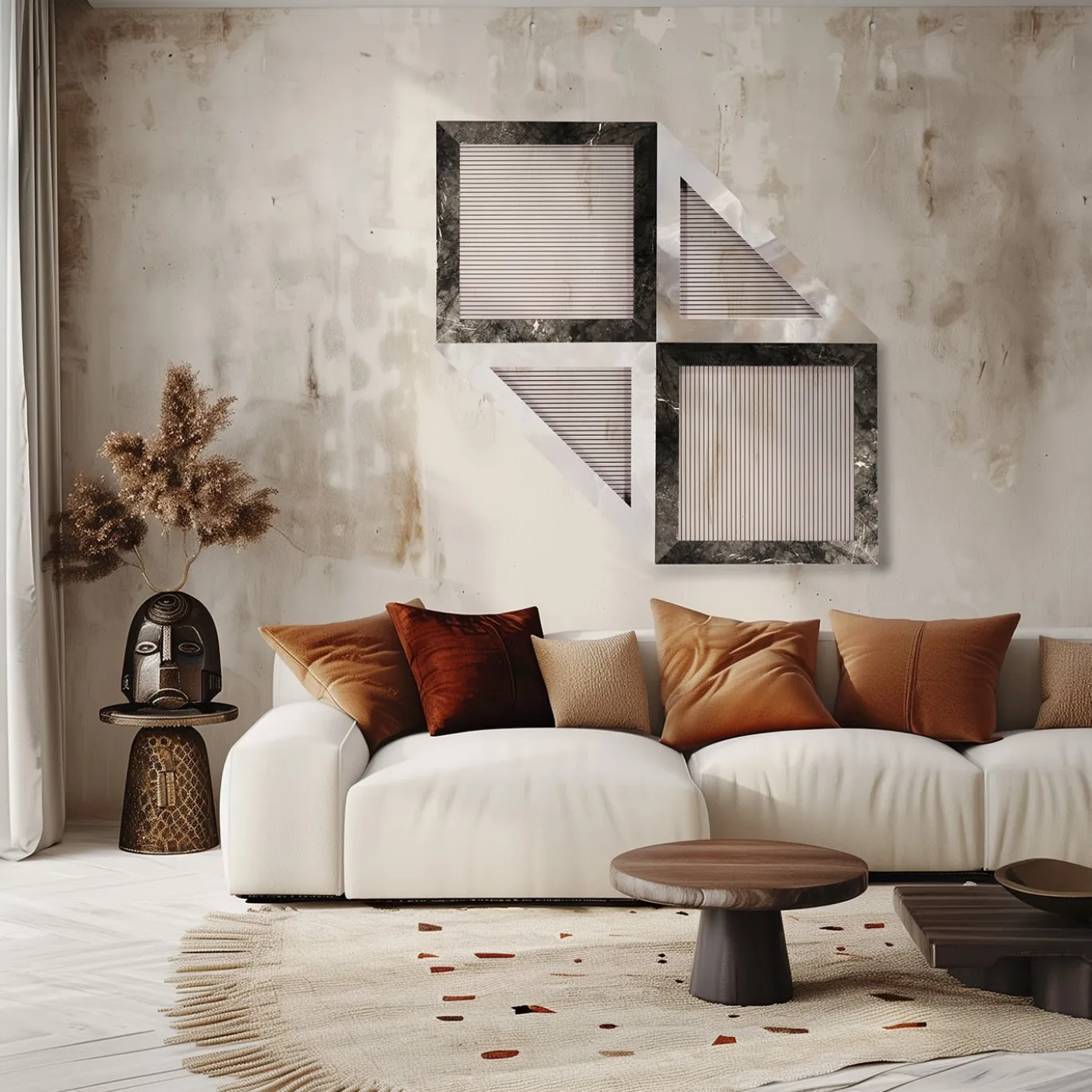 ORU Collection Luxury Grigio Carnico Marmo Quadrato Decorazione da parete