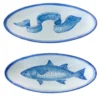Osteria Set di 2 vassoi ovali grandi blu 43x19cm
