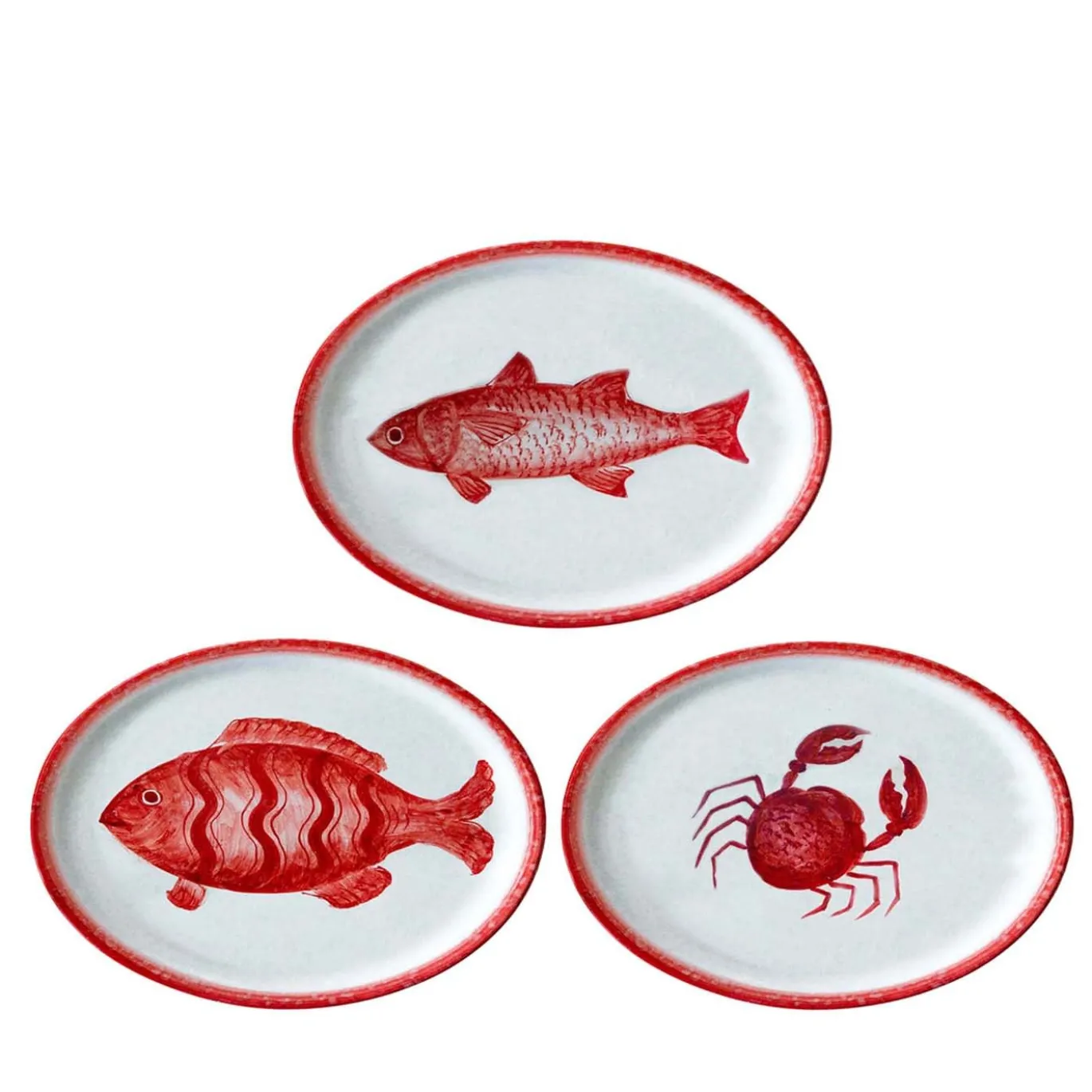 Osteria Set di 3 vassoi ovali medi rossi 35x23cm