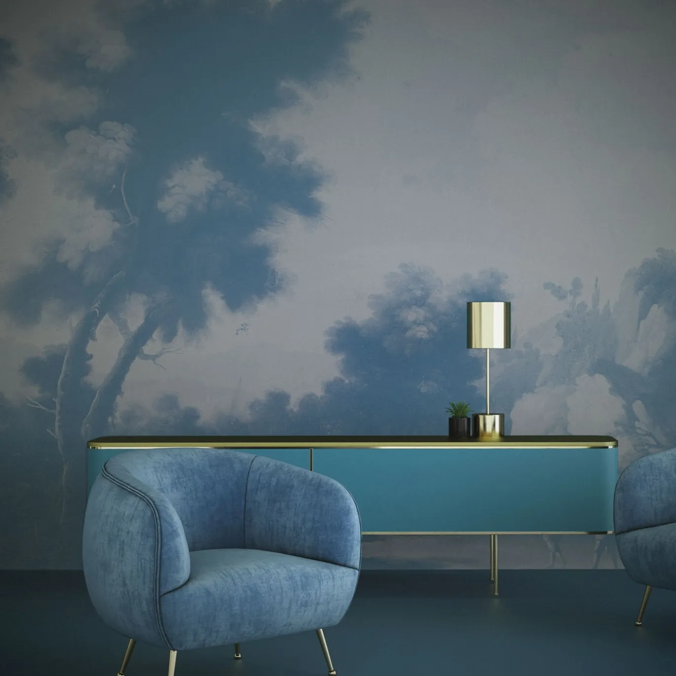 Paesaggio 2 Blue Timeless 23 Carta da parati