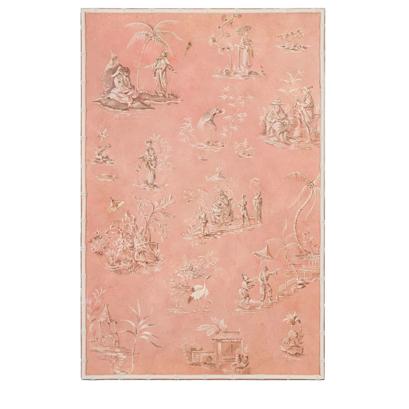 Pannello Bellini in Bambù Rosa con Motivo Chinoiserie