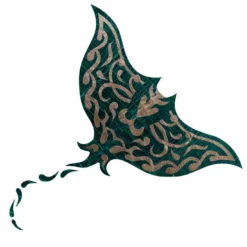 Pannello Decorativo Manta Ray in Marmo Calacatta Oro e Pelle