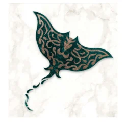 Pannello Decorativo Manta Ray in Marmo Calacatta Oro e Pelle