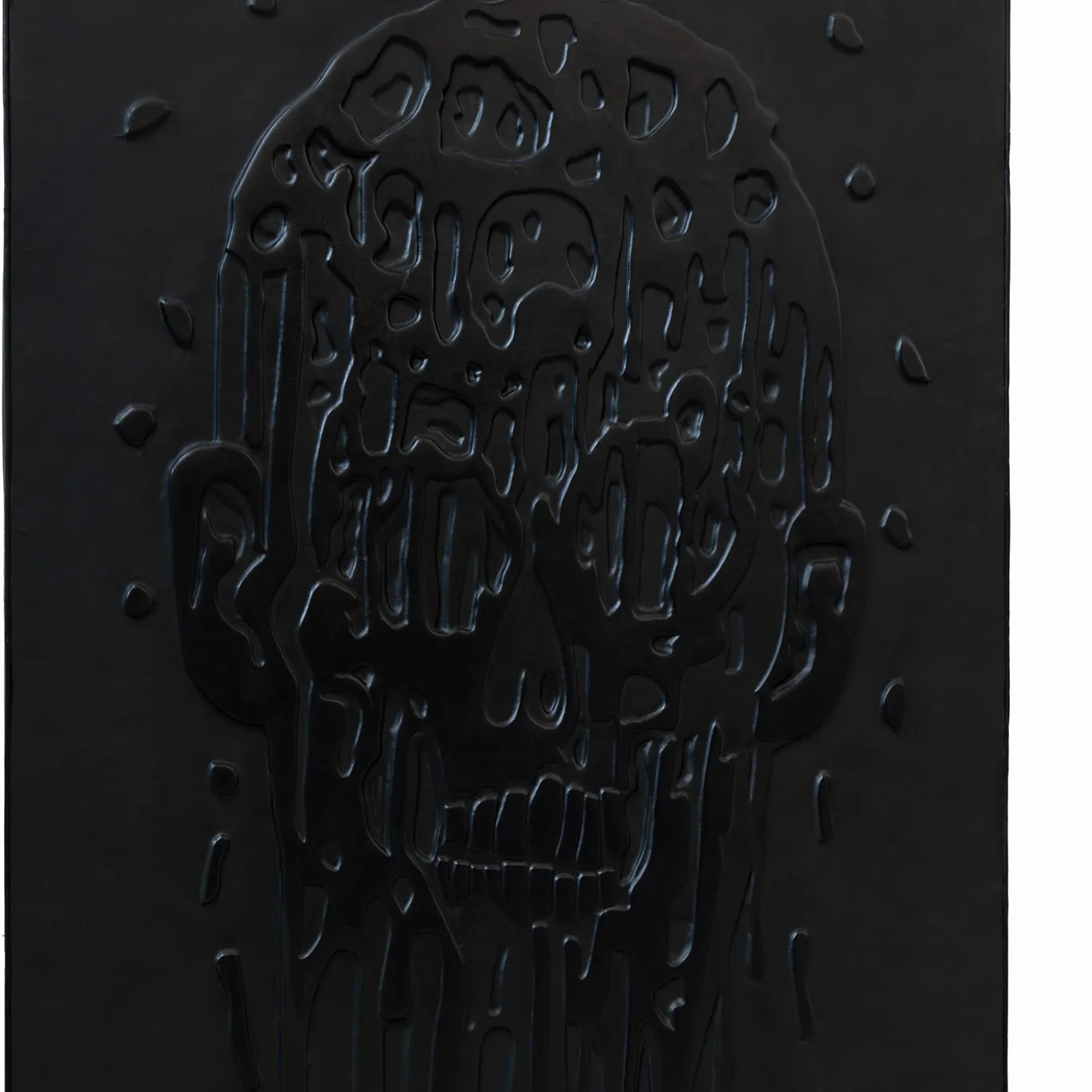 Pannello Decorativo Volto Sfigurato in Pelle Nera