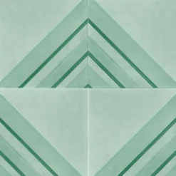 Piastrella Geometrie D’Ombra In Ceramica Verde Rame Motivo Triangolare