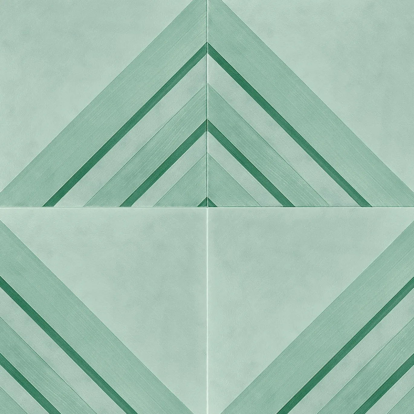 Piastrella Geometrie D’Ombra In Ceramica Verde Rame Motivo Triangolare