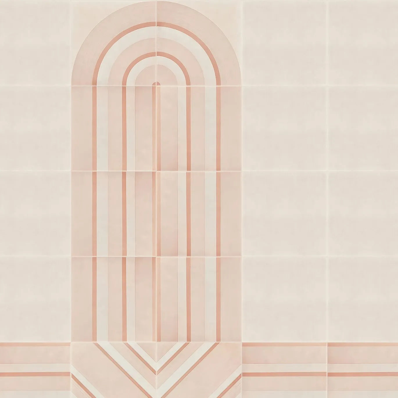 Piastrella Geometrie D’Ombra In Ceramica Rosa Cipria Motivo A Linee