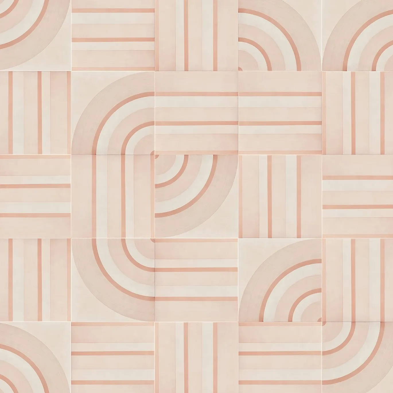 Piastrella Geometrie D’Ombra In Ceramica Rosa Cipria Motivo A Linee