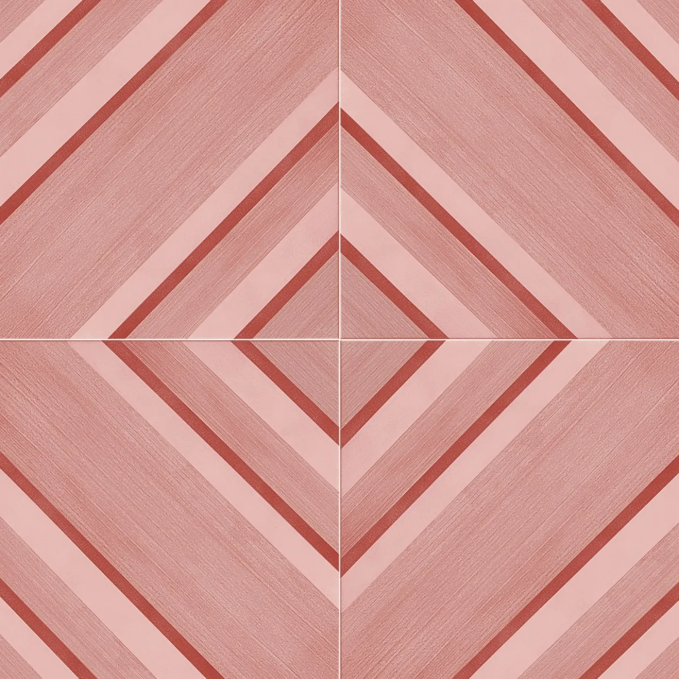 Piastrella Geometrie D’Ombra In Ceramica Rosso Rubino Motivo Diagonale