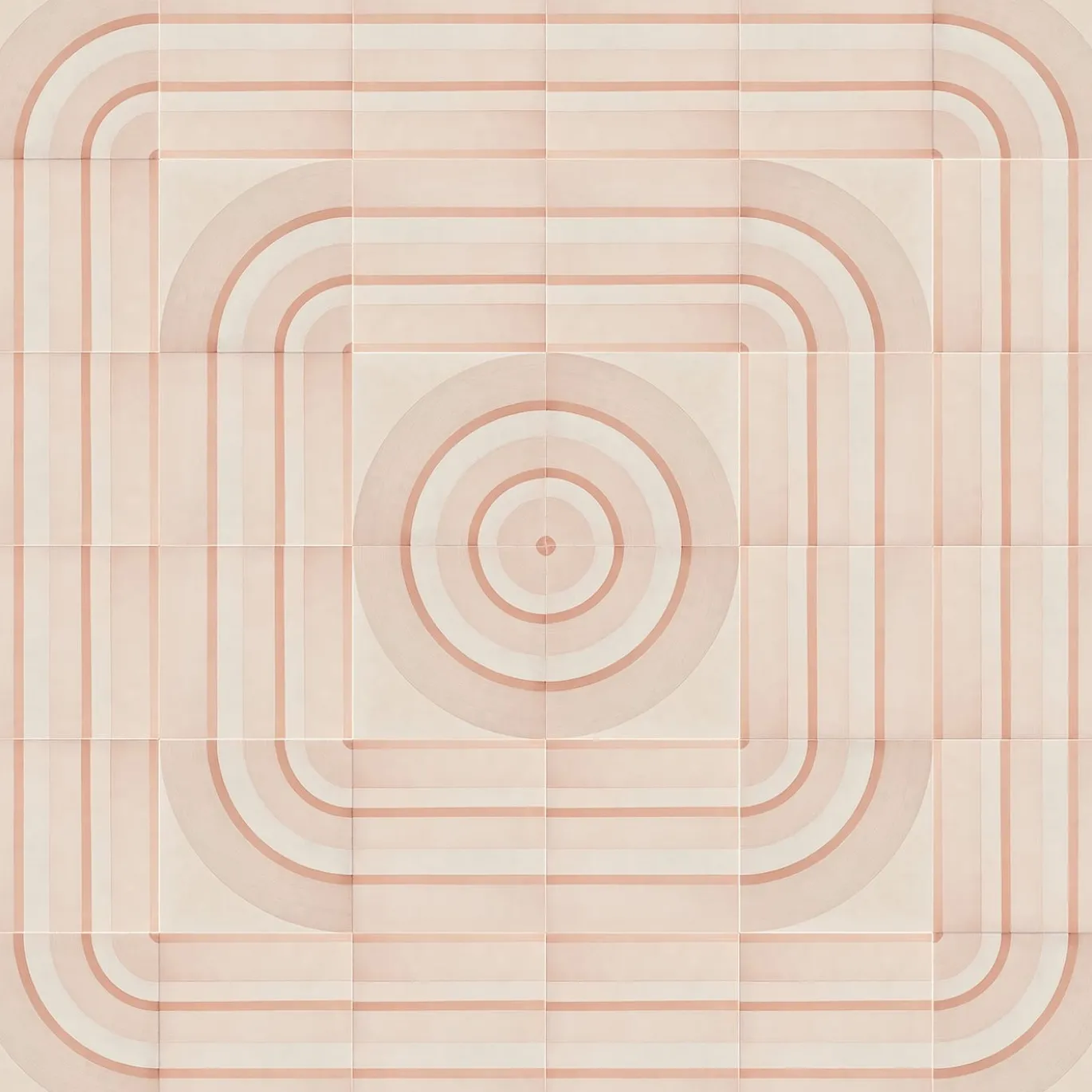 Piastrella Geometrie D’Ombra In Ceramica Rosa Motivo Circolare