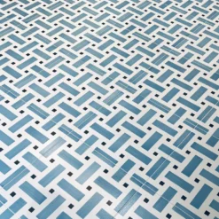 Piastrella La Cripta In Ceramica Azzurro E Grigio Scuro Motivo Geometrico