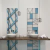 Piastrella La Facciata In Ceramica Azzurra Motivo Geometrico