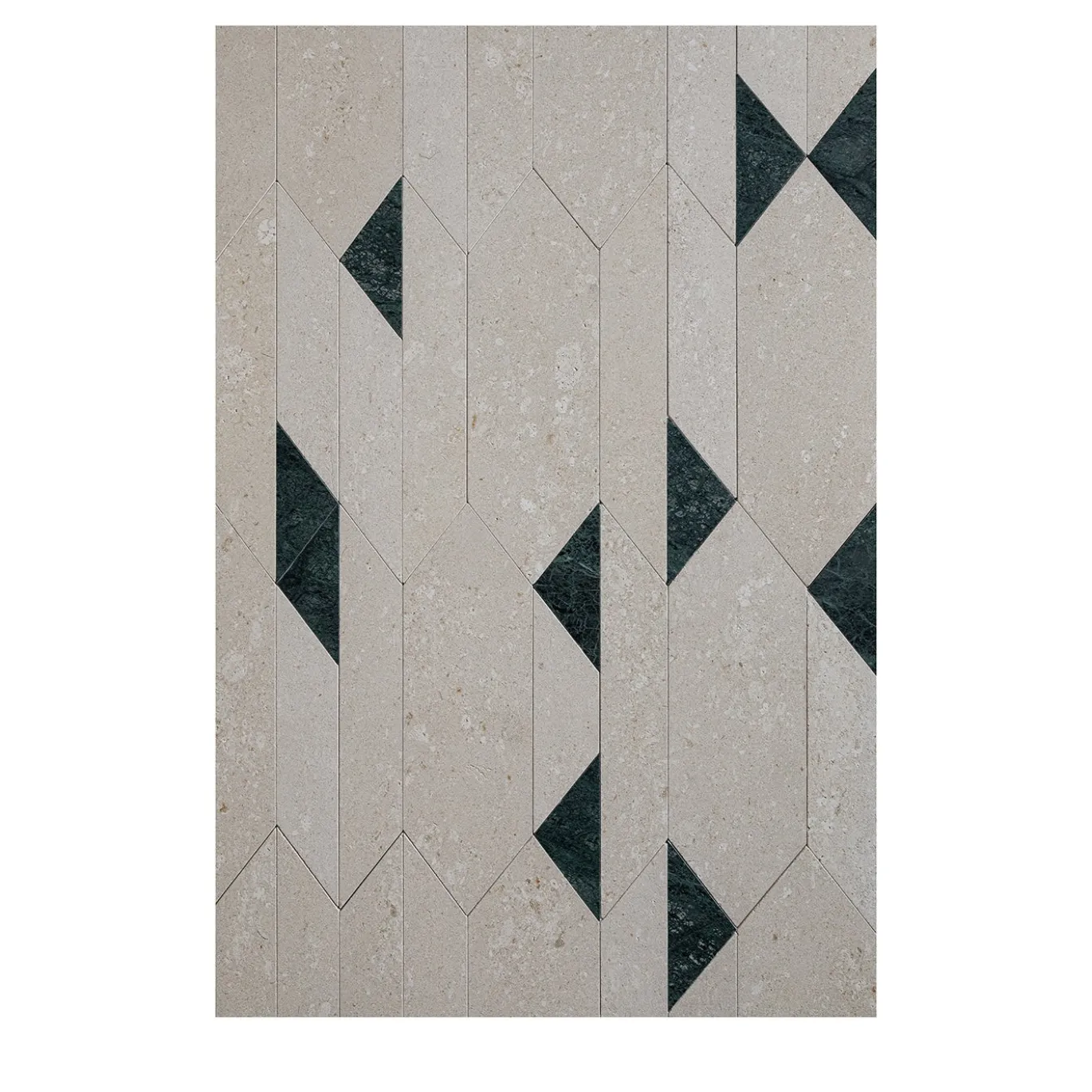 Piastrelle mosaico Fez in pietra di Vicenza Bianco Avorio e marmo Verde Imperiale