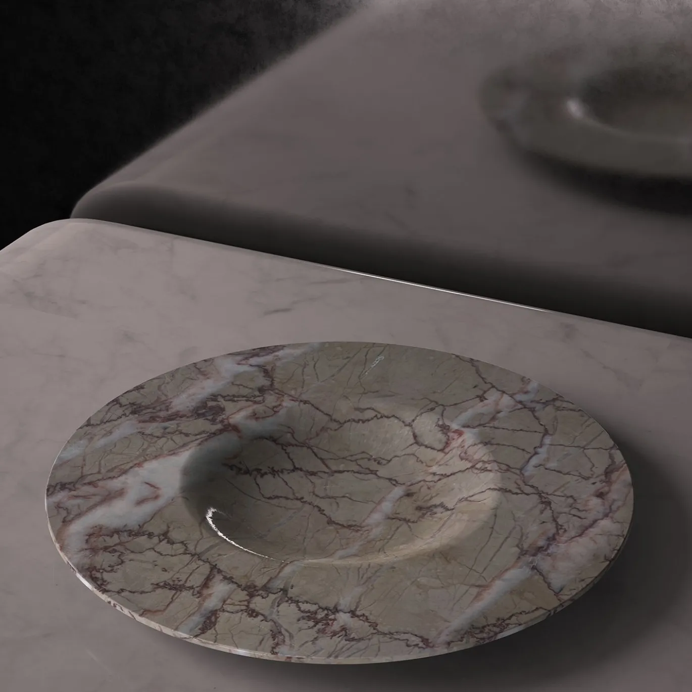Piatto da portata Ahonora in marmo grigio