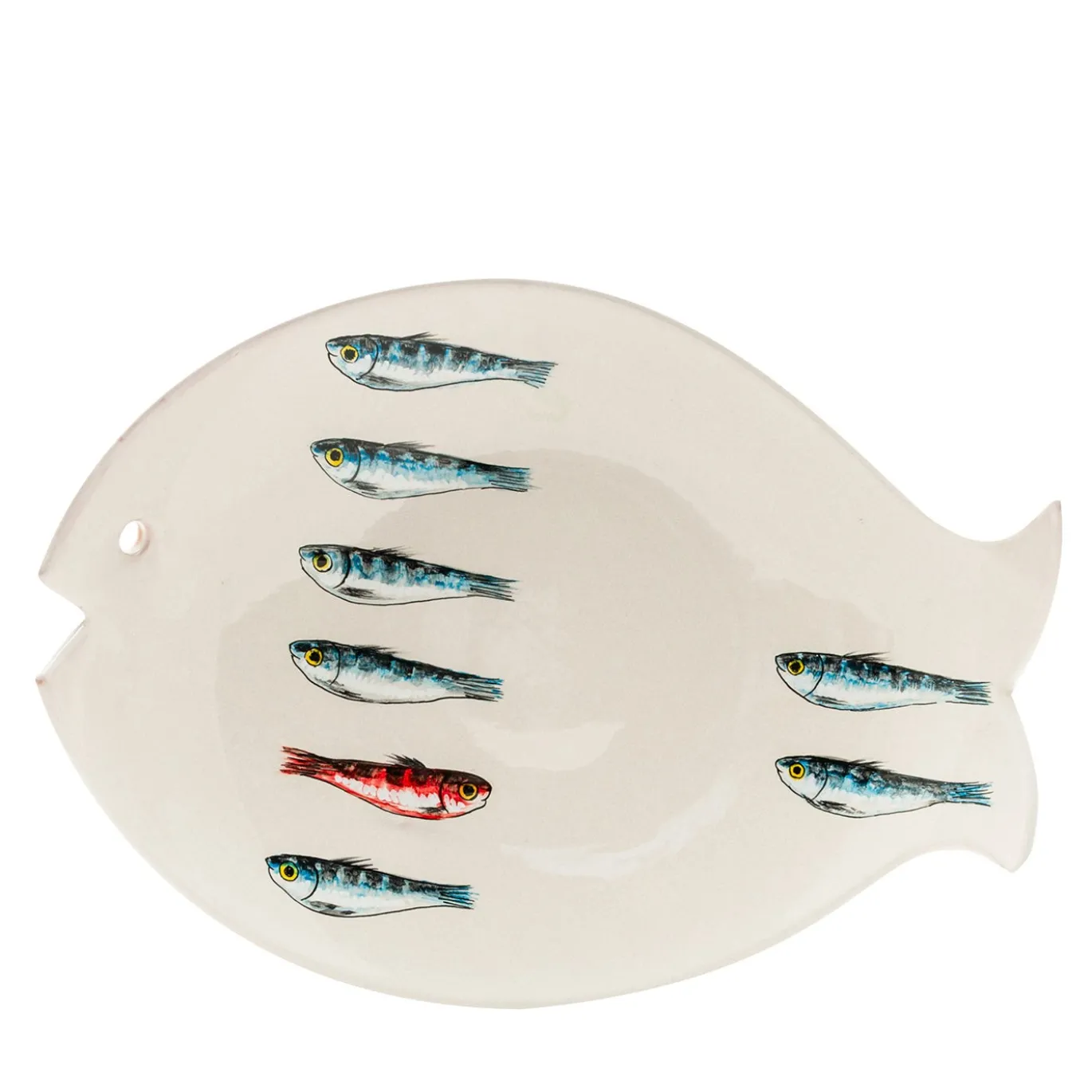 Piatto da portata Controcorrente in ceramica a forma di pesce