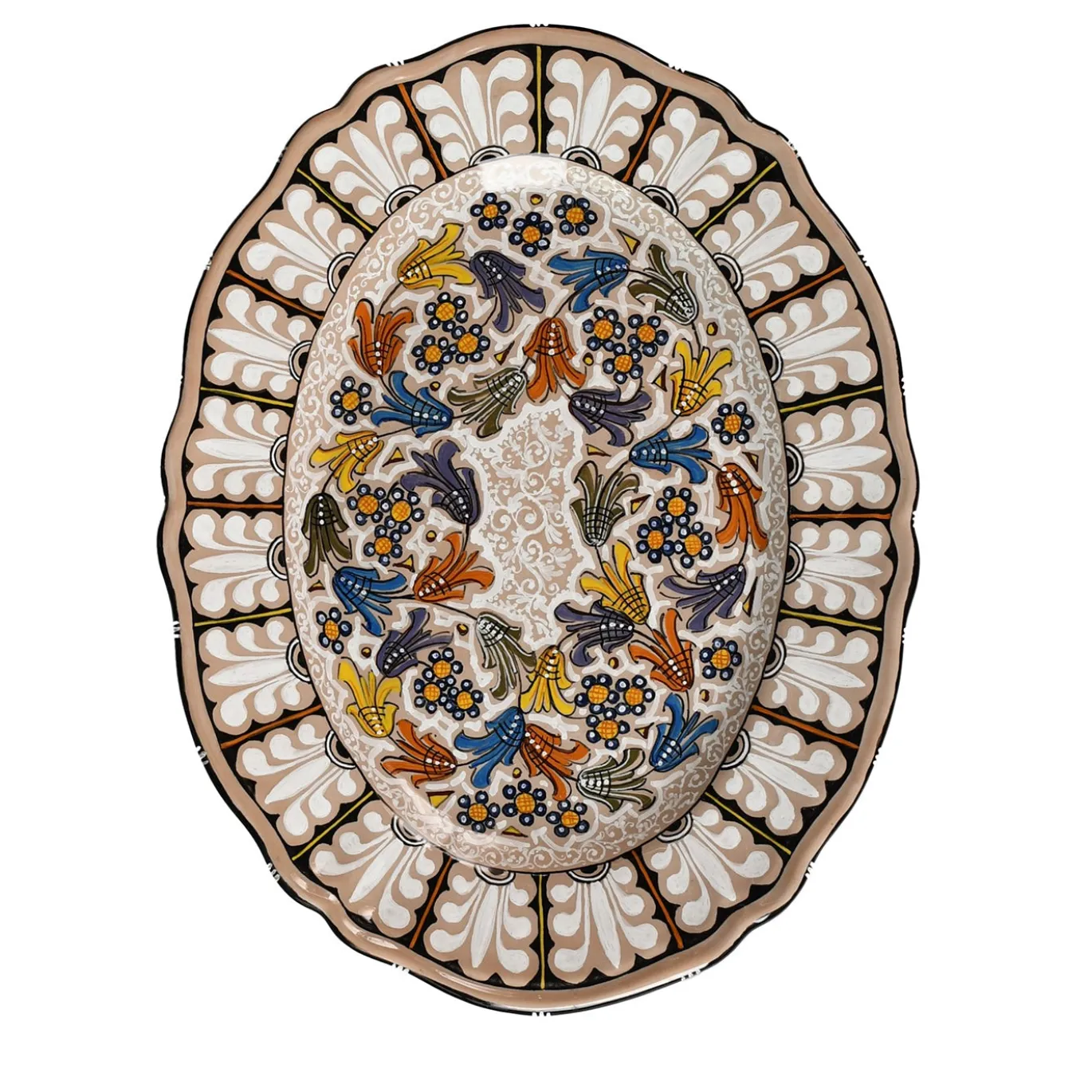 Piatto da portata in ceramica policroma floreale