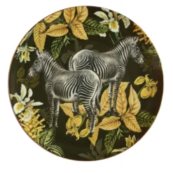 Piatto da portata in porcellana Animalia con zebra e fiori gialli