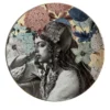 Piatto da portata in porcellana del Cairo con volto di donna e fiori #6