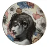 Piatto da portata in porcellana del Cairo con volto di donna e fiori #3