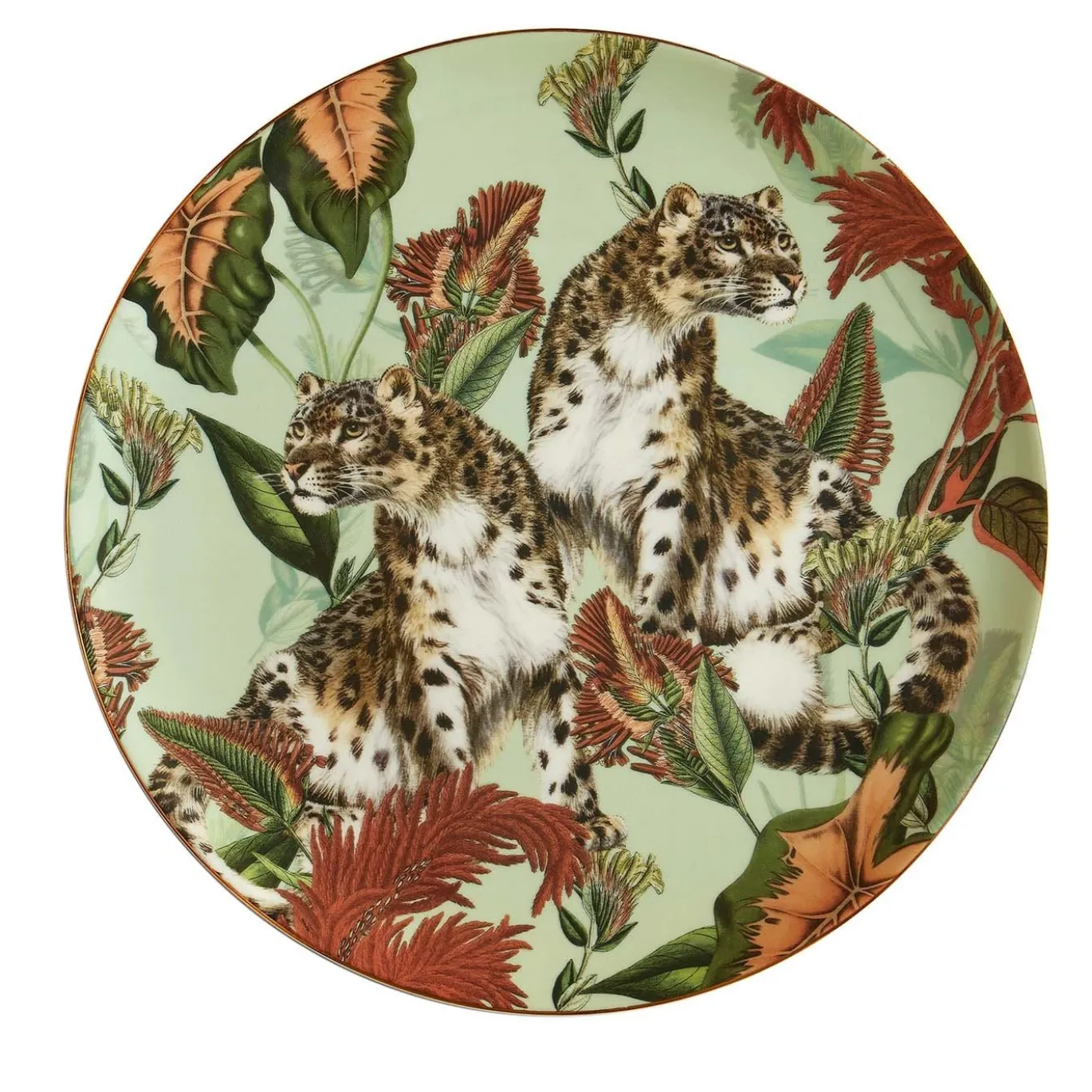 Piatto da portata in porcellana Animalia con ghepardi e fiori rossi