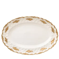 Piatto da portata ovale grande Lucia in bianco e oro