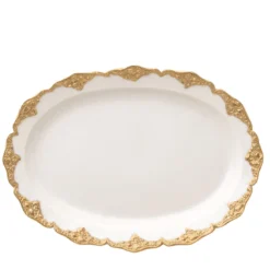 Piatto da portata ovale Irene bianco e oro